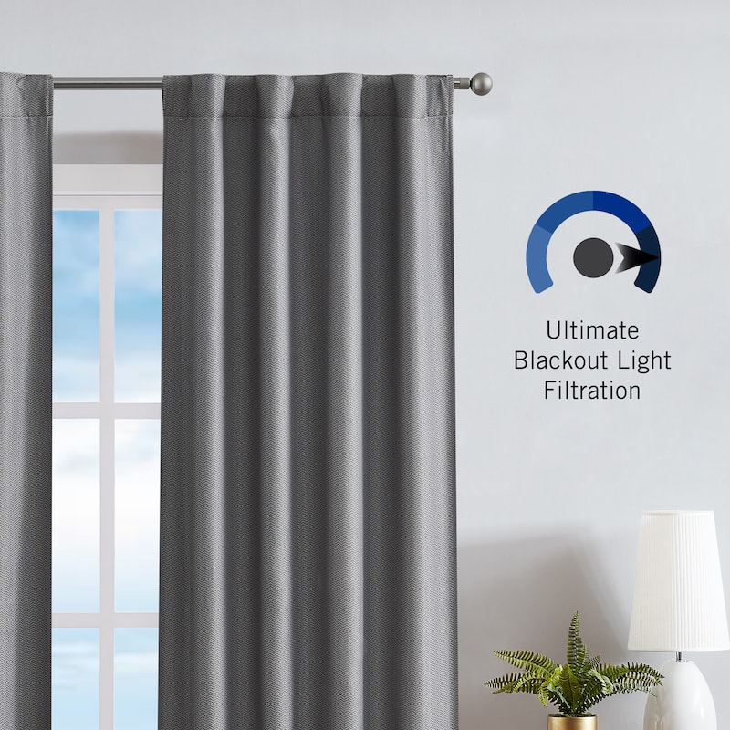 Nautica Virginia Ultimate Blackout Back Tab Window Curtain Panel Pair