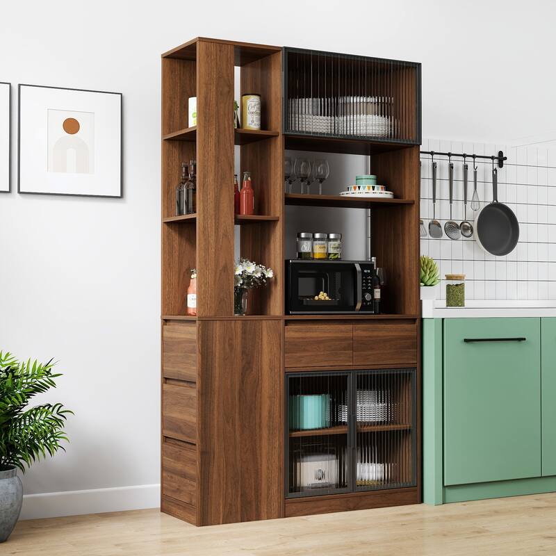 70.87"H Tall Storage Cabinet with Multi-functional Storage Space, Modern Wooden Entrance Organizer for Hallway, Living Room