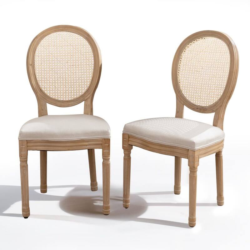 Upholstered French Style Nailhead Dining Chairs(Set of 2)