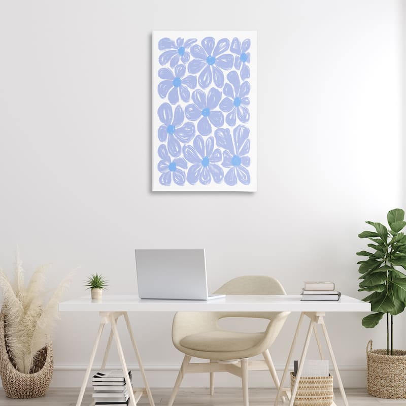 Stupell Blue Blooms Patterned Canvas Wall Art Design By Martina Pavlova