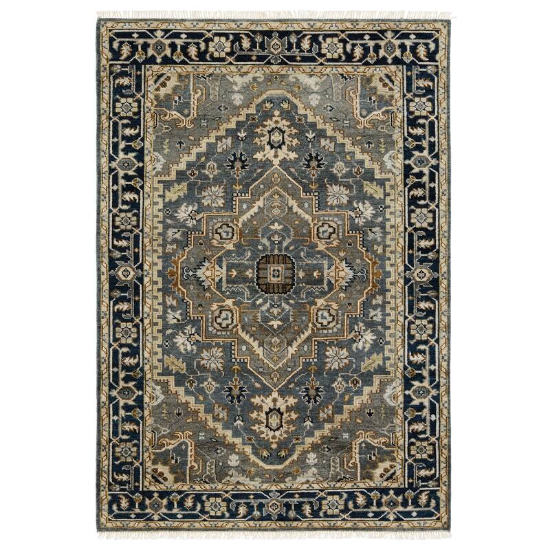 Arlington Hand-Knotted Medallion Area Rug - 9' x 12' - Grey/Brown - Rectangle