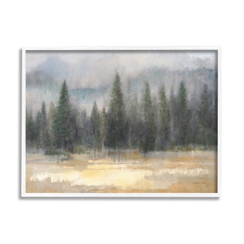 Stupell Abstract Blurred Pine Tree Forest Landscape Framed Wall Art - Green