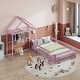 preview thumbnail 34 of 45, Full Size Wooden Floor Bed with Fence and Detachable Headboard for Kids
