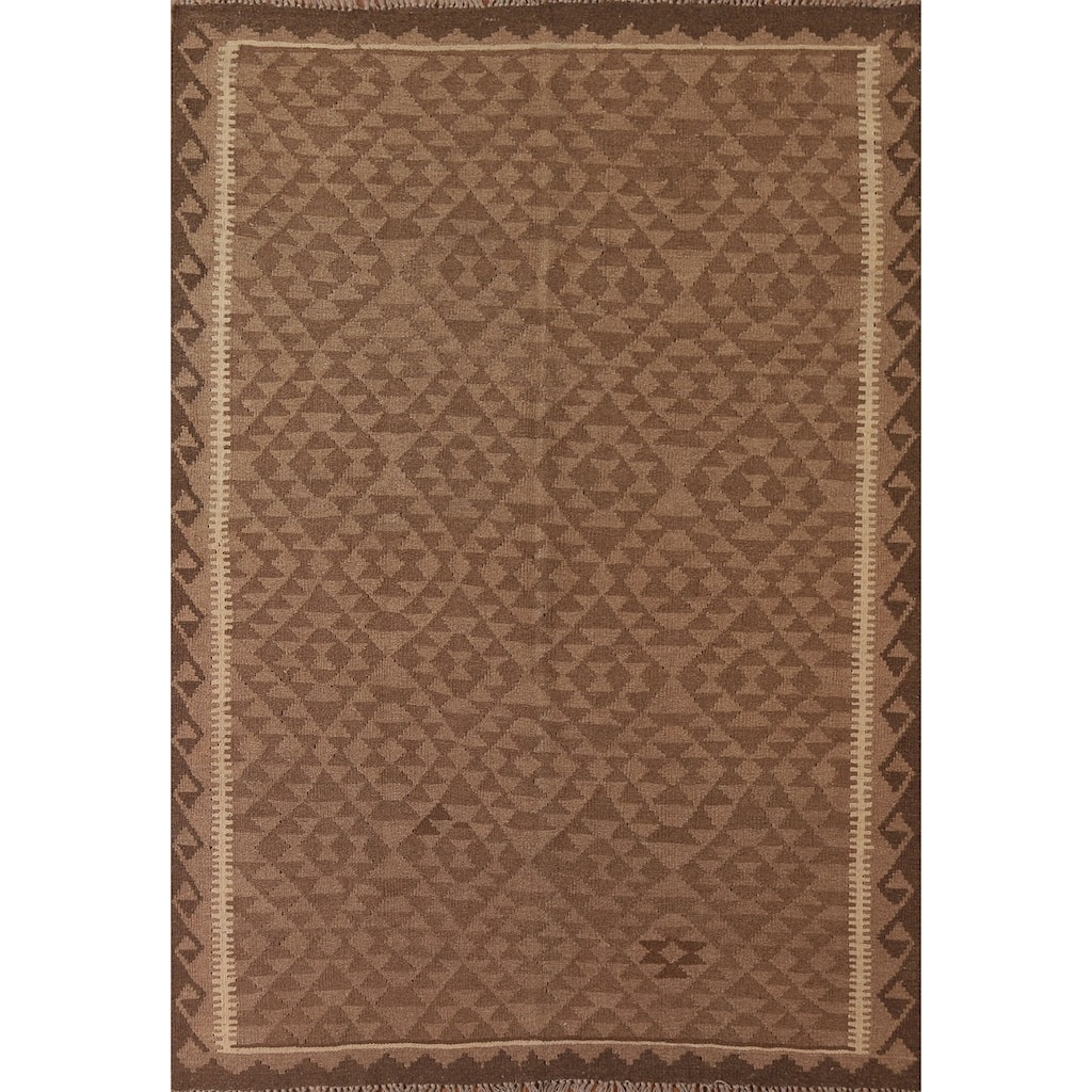 Kilim Oriental Area Rug Hand-woven Bedroom Wool Carpet - 4'11" x 6'7"