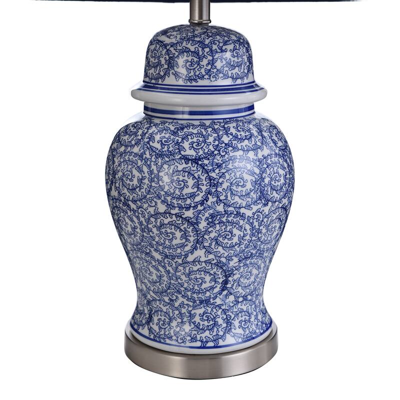 StyleCraft Blue Ivy Table Lamp - Blue Hardback Fabric Shade