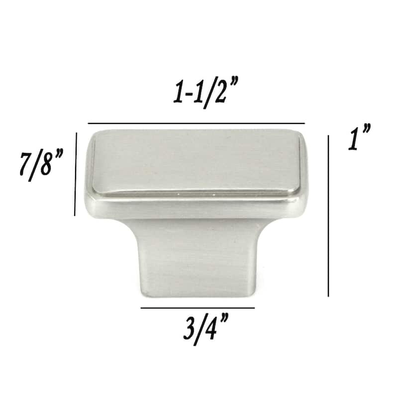 Contemporary 1-1/2-inch Nepoli Stainless Steel Brushed Nickel Finish Square Cabinet Pull Knobs - Set of 10 - 1"