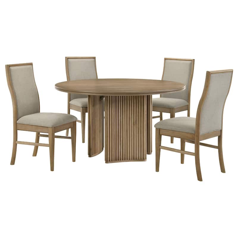 Adina 5-piece Round Dining Table Set Distressed Light Brown - Barley/Distressed Light Brown