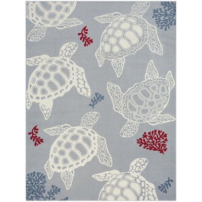 Home Dynamix Marine Sea Turtle Coastal Animal Indoor/Outdoor Area Rug