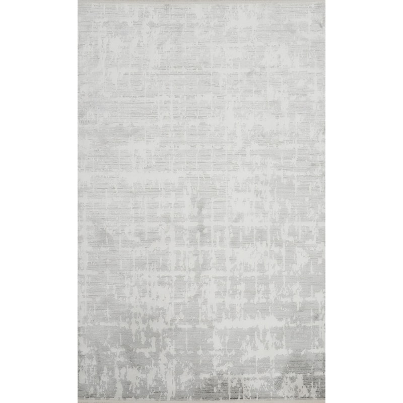 Machine Made Oriental Polyester Carpet Abstract Greys & Charcoal Distressed Area Rug - 7' 8'' X 5' 2''