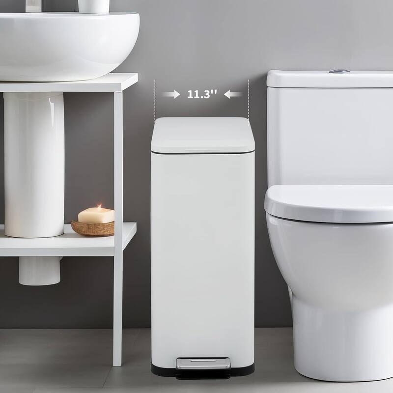 13.2 Gallon Slim Trash Can with Lid Soft Close for Bedroom, Office, Kitchen