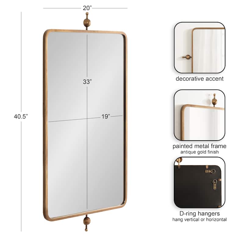 Kate and Laurel Kasota Slim Rectangle Mirror Metal
