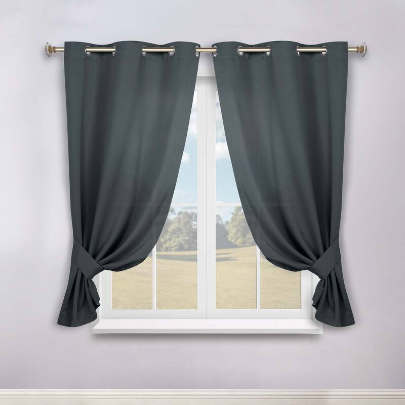 Superior Solid Machine Washable Room Darkening Grommet Blackout Curtains, Set of 2