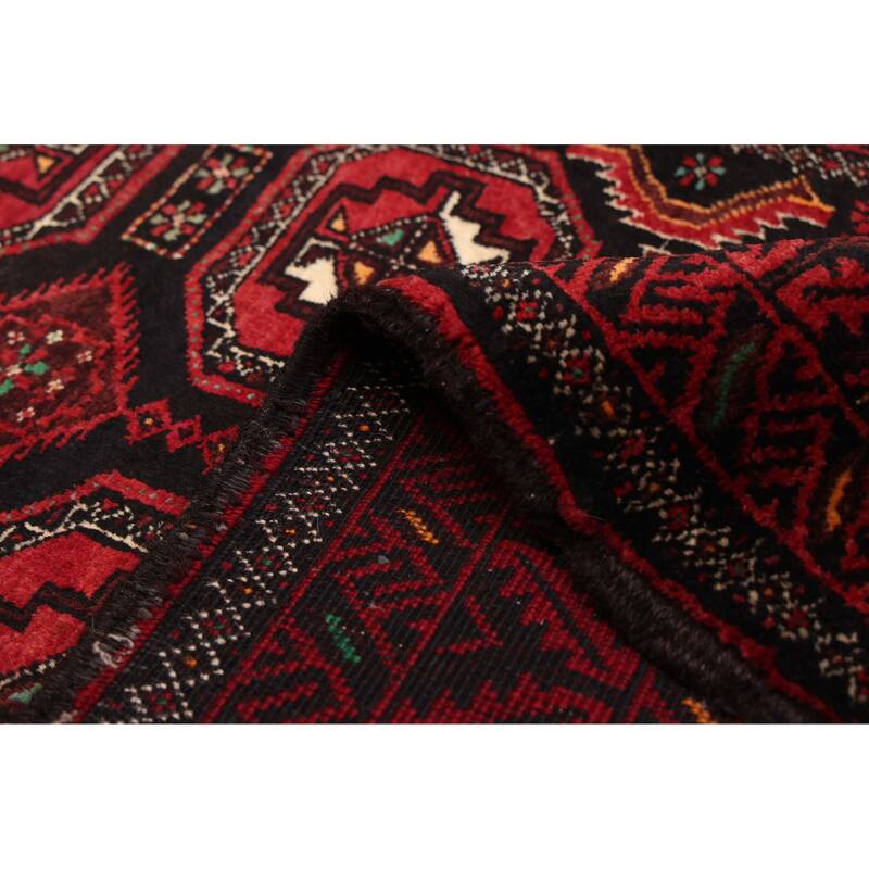 ECARPETGALLERY Hand-knotted Teimani Black, Red Wool Rug - 3'3 x 7'2