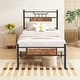 preview thumbnail 10 of 19, VECELO Industrial Kids Bed Frame with Wood Headboard,Twin Size Bed Set of 2