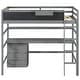 preview thumbnail 7 of 11, Solid Wood Loft Bed with Bulit-in Desk, Storage Shelf and 3 Drawers, Twin Size Loft Bedframe with Storage Box and Blackboard