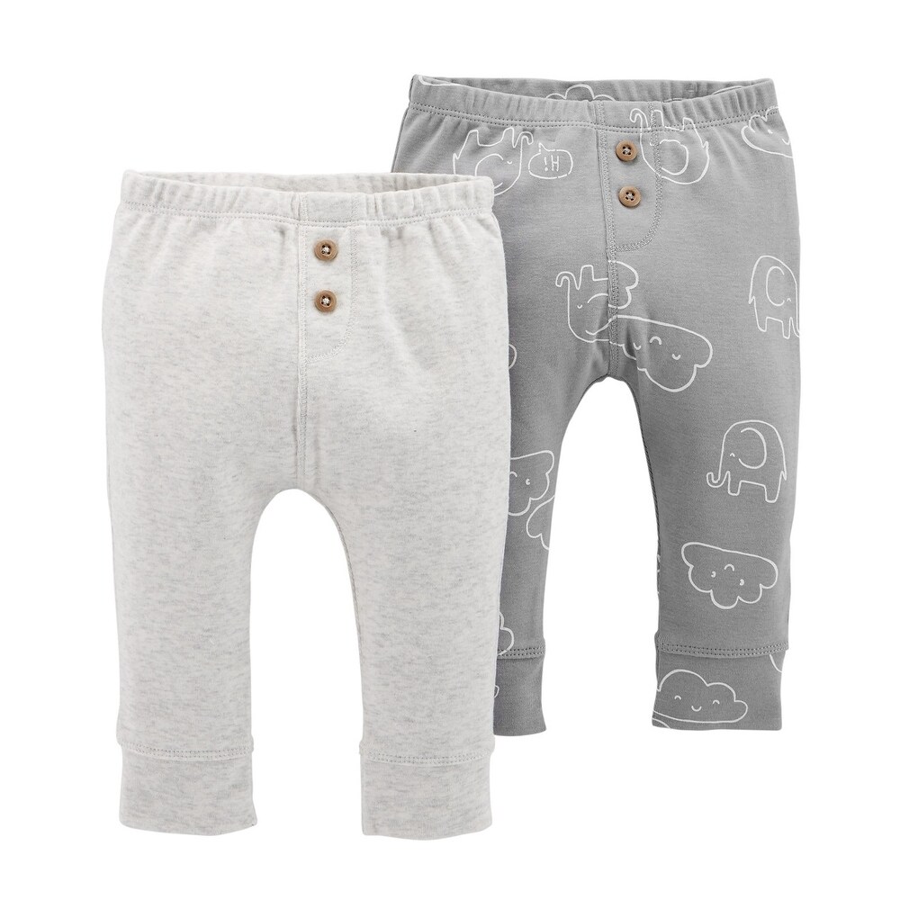 Grey//White Elephant Layette Set Carters Baby Unisex 3-pc