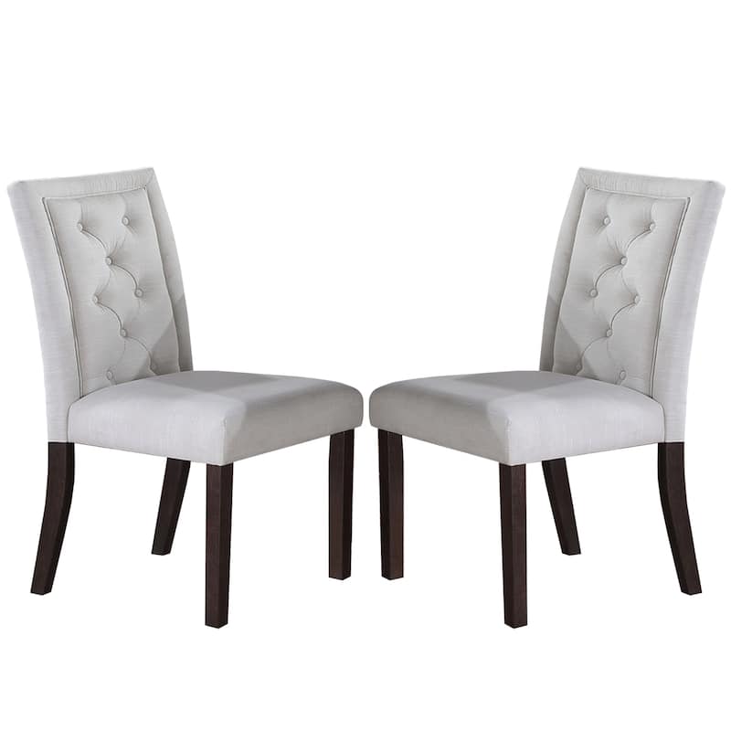 Set of 2 Upholstered Dining Chairs in White - White - Set of 2