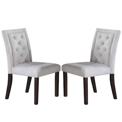 Set of 2 Upholstered Dining Chairs in White