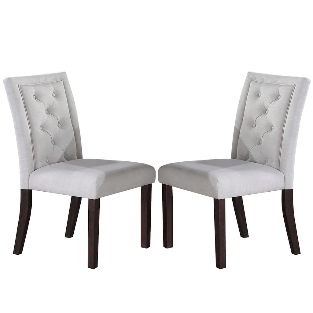 Set of 2 Upholstered Dining Chairs in White