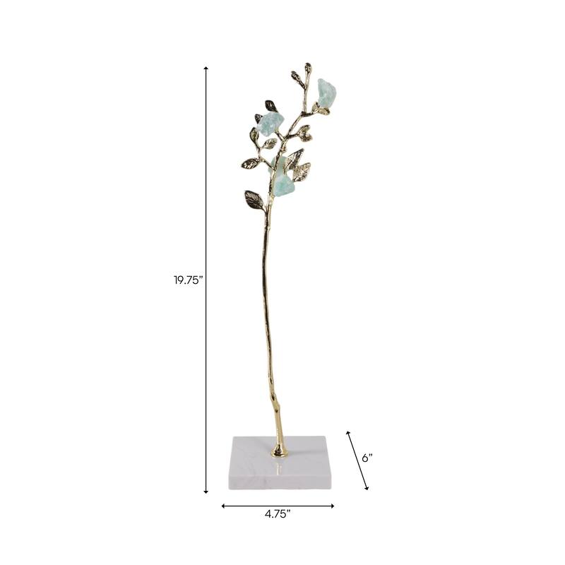 Metal Tree Sculpture on Marble Base Charming Living Room, Office, Home Decor
