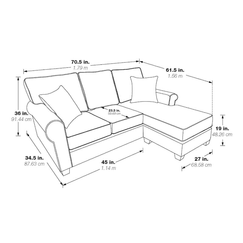 Rylee Rolled Arm Sectional with Pillows