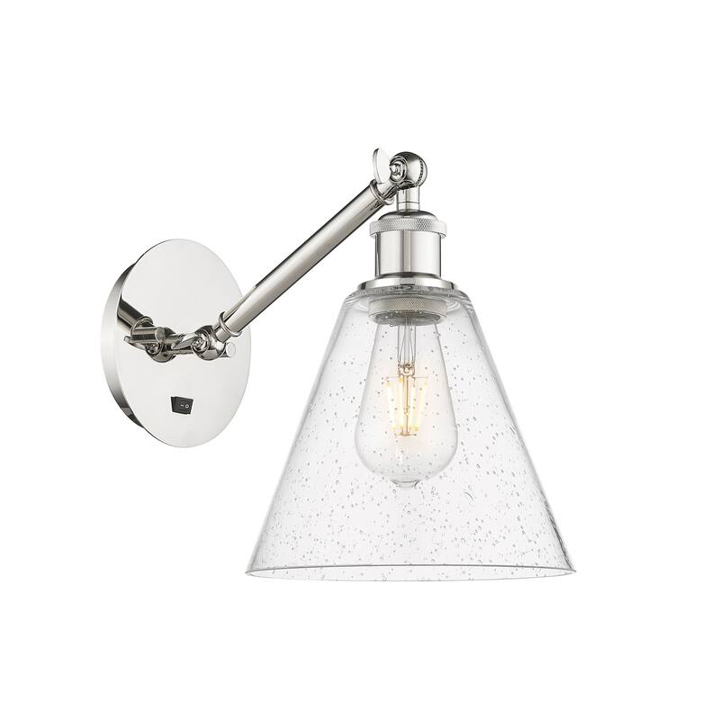 Innovations Lighting 317-1W-14-8 Berkshire Sconce Berkshire 14" Tall - Polished Nickel / Seedy
