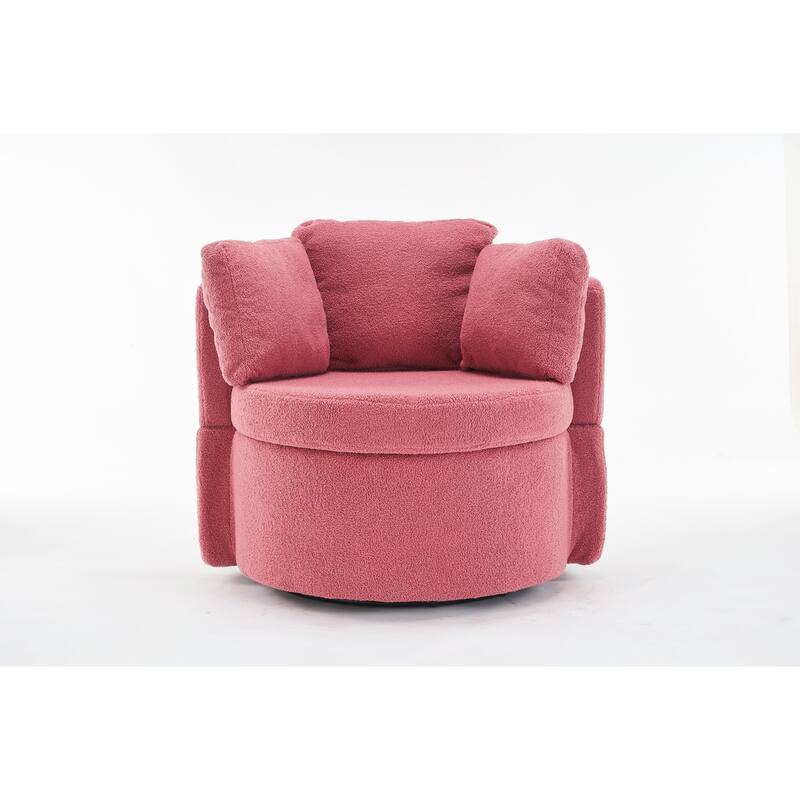 360° Swivel Chair with Storage and Throw Pillows