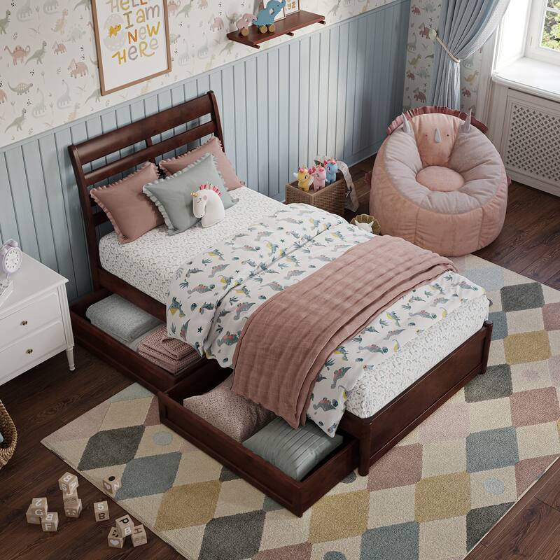 Emelie Platform Bed with Panel Footboard and Storage Drawers