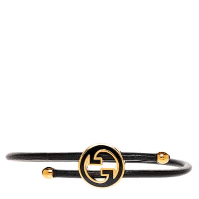Gucci Bracelet with Enamel Round Interlocking G - Black
