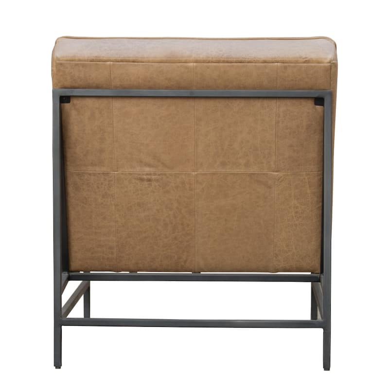 HomeRoots 31" Cream And Black Genuine Leather Tufted Slipper Chair - 31' X '34.5' X '33
