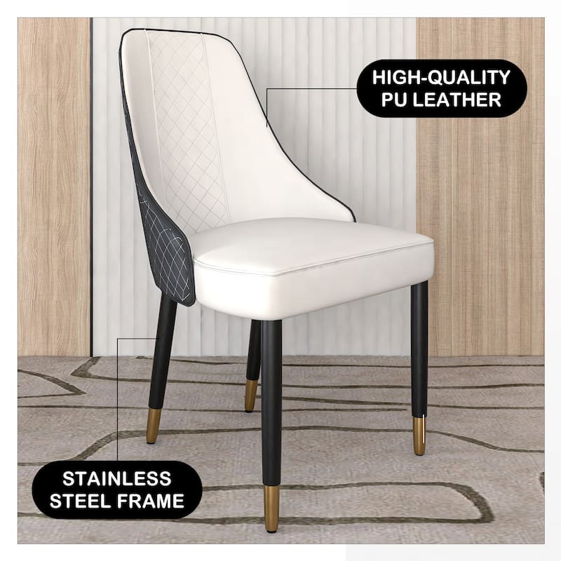 Allure Dining Chairs Fabtic/Leather Seat and Back in Oak Wood Set of 2