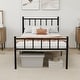 preview thumbnail 1 of 19, alazyhome Classic Metal Platform Bed Frame Steel Slat Support, Black Black - Twin