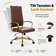 preview thumbnail 11 of 98, Benmar Ribbed Leather Executive High Back Office Chair with Gold Frame, Swivel, Tilt, Lumbar Support