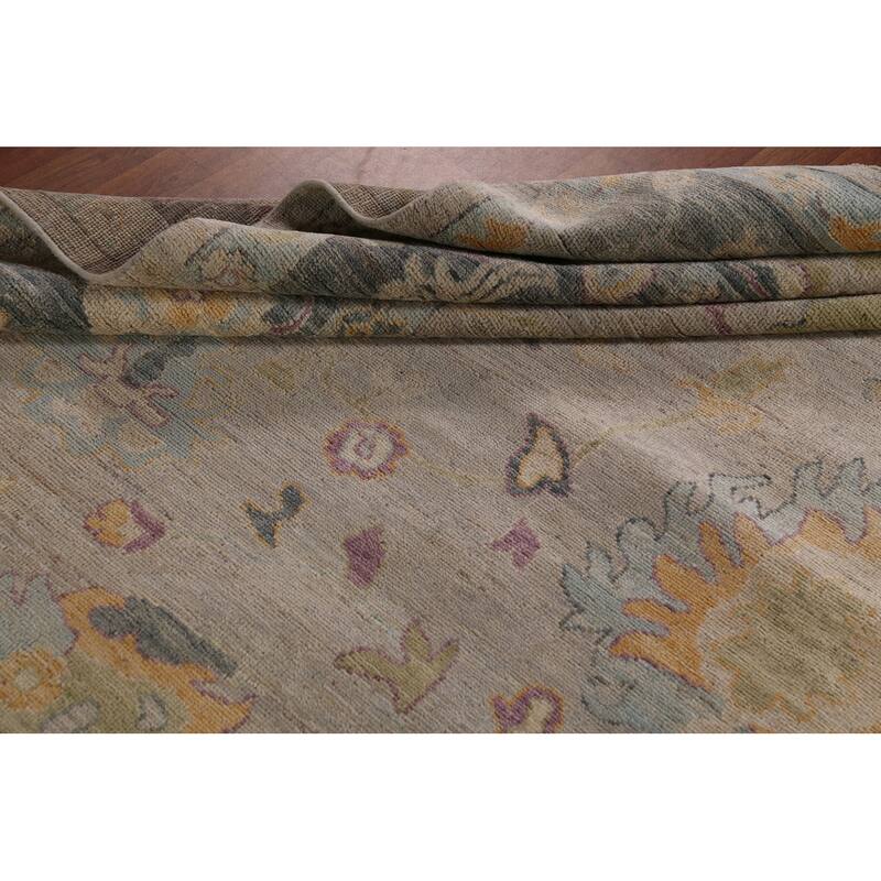 Vegetable Dye Oushak Turkish Large Rug Hand-Knotted Wool Carpet - 9'11"x 13'9"