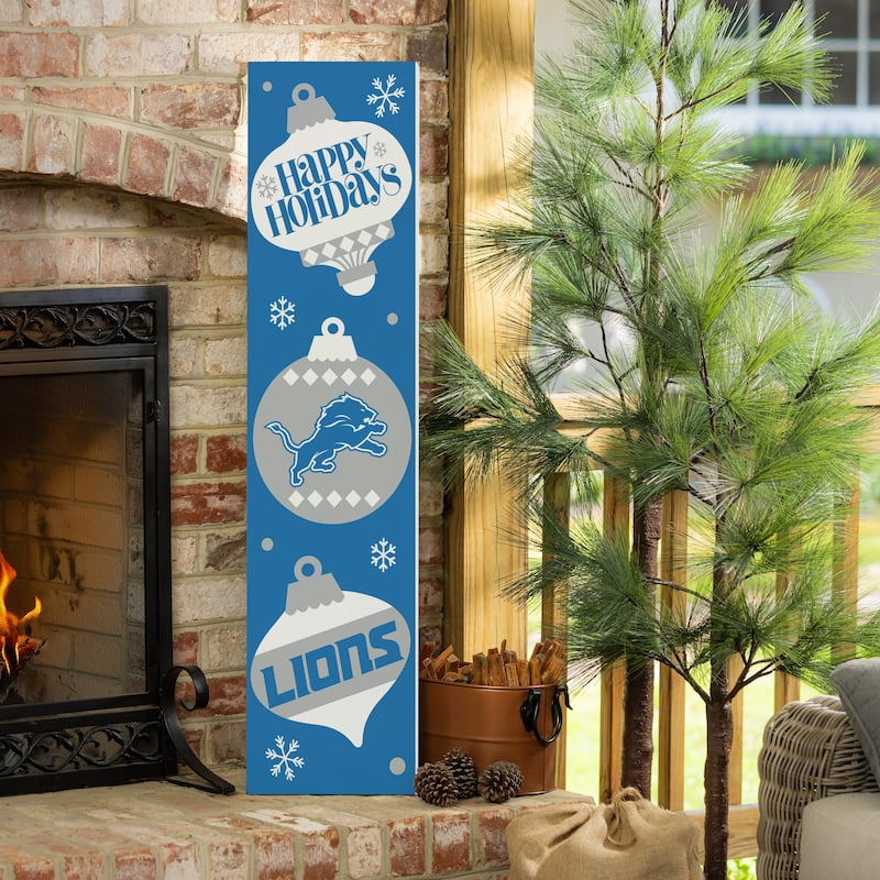 47" Double Sided Seasonal Porch Leaner, Detroit Lions - 47" x 11.25" - Christmas