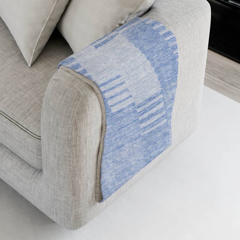 Premium Machine Washable Contemporary Sherpa Throw Blanket - Blue - 4'2" x 5'10"