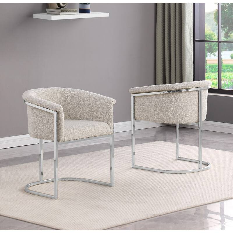 Best Quality Furniture Boucle Fabric Dining Chairs (Set of 2) - Cream-Chairs