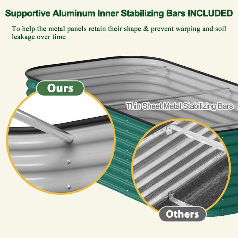 VEIKOUS 24''H Galvanized Raised Garden Bed, Durable Outdoor Planter Box with Rust-Resistant Steel