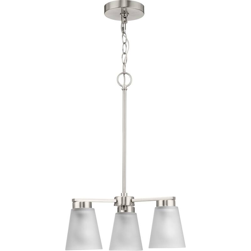 Tanner Collection Three-Light Brushed Nickel Transitional Chandelier - 16.62 in x 16.62 in x 21.5 in