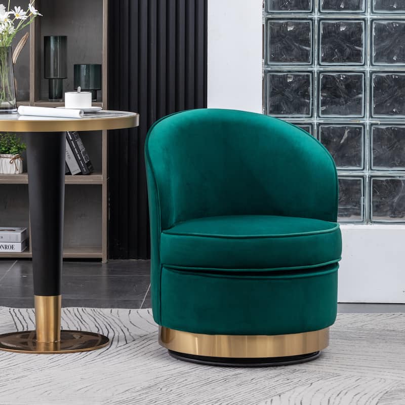 Roundhill Furniture Wania Contemporary Velvet Swivel Chair, Blue