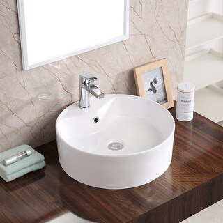 Karran Valera 18" Vitreous China Vessel Bathroom Sink in White with Overflow Drain