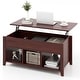 preview thumbnail 1 of 8, Costway Lift Top Coffee Table w/ Hidden Compartment and Storage Wood - Brown