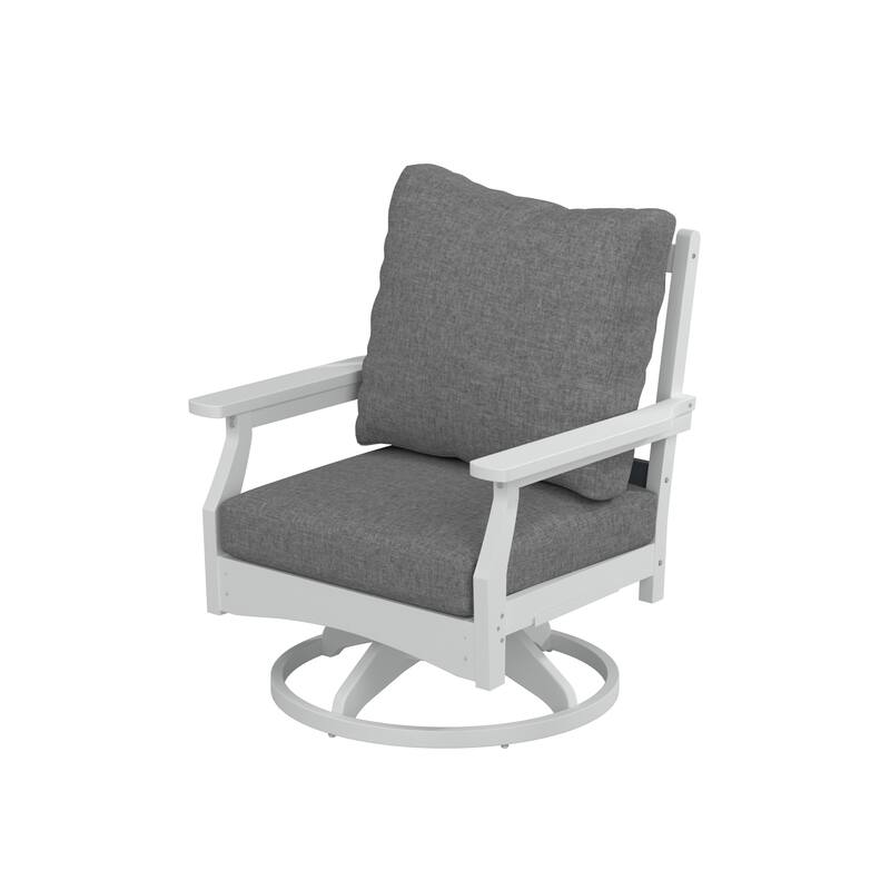 Aspen Rock/Swivel Deep Seating Chairs-White/Navy Cushion (Set of 2) - Two-Tone/Grey Cushion