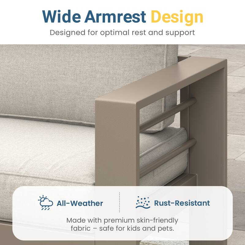 All-weather Outdoor Single Sofa for Balcony, Garden, Deck, Backyard