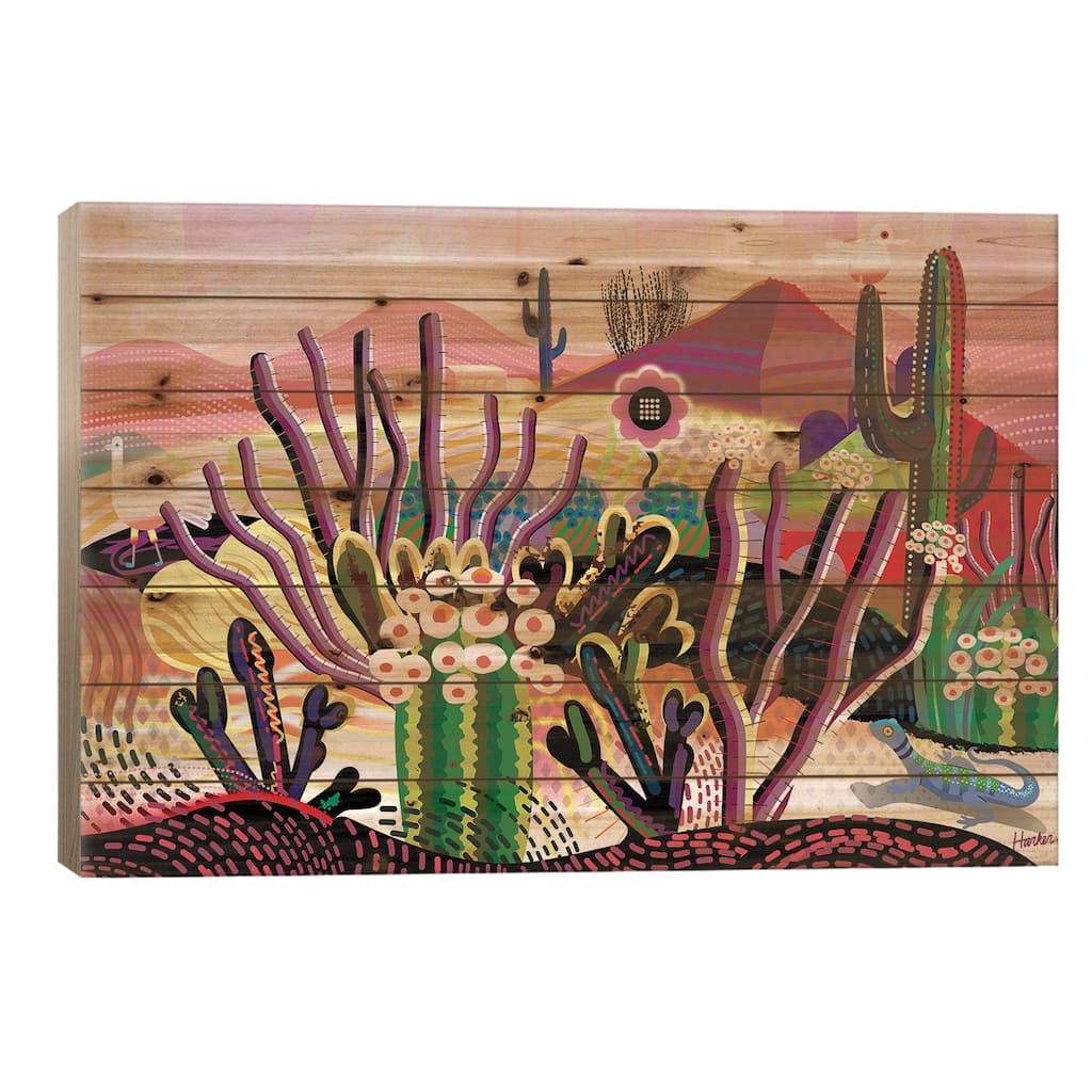 Desert Trip Print On Wood by Charles Harker - Multi-Color