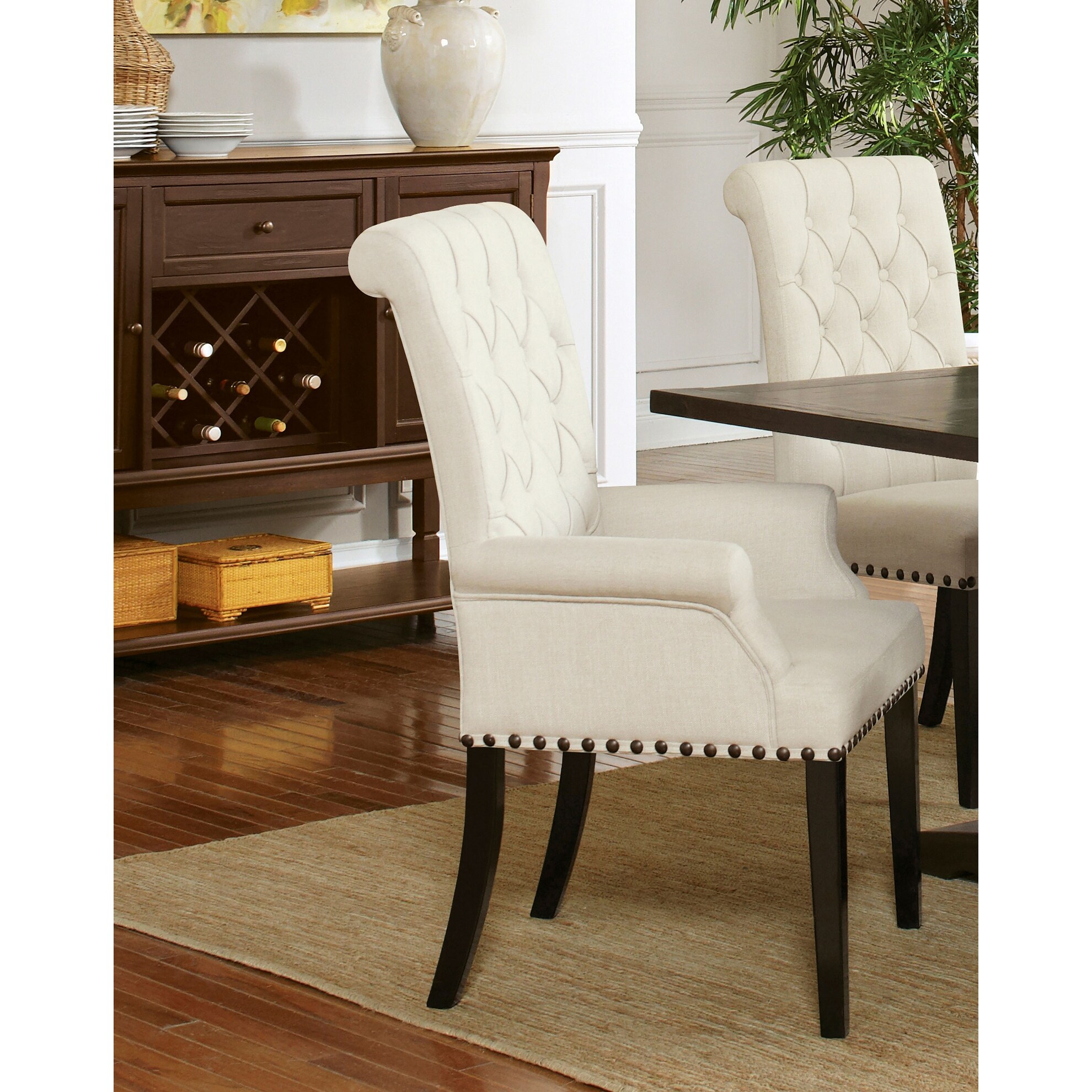 Alana Tufted Upholstered Dining Armchair with Padded Seat and Back  -image