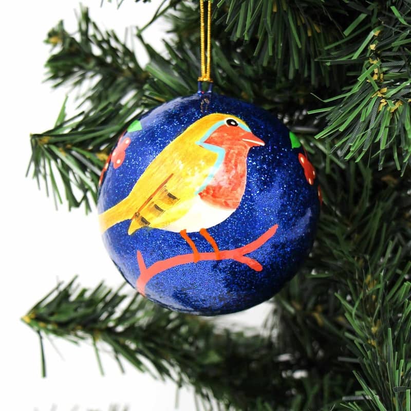 Recycled Paper Handpainted Animal Theme Ornaments, Set of 2 (India)