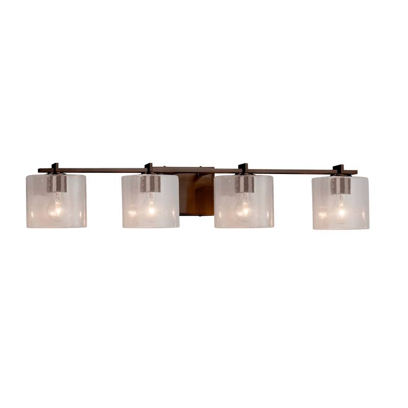 Justice Design Fusion Era 4-light Dark Bronze Bath Bar, Seeded Oval Shade