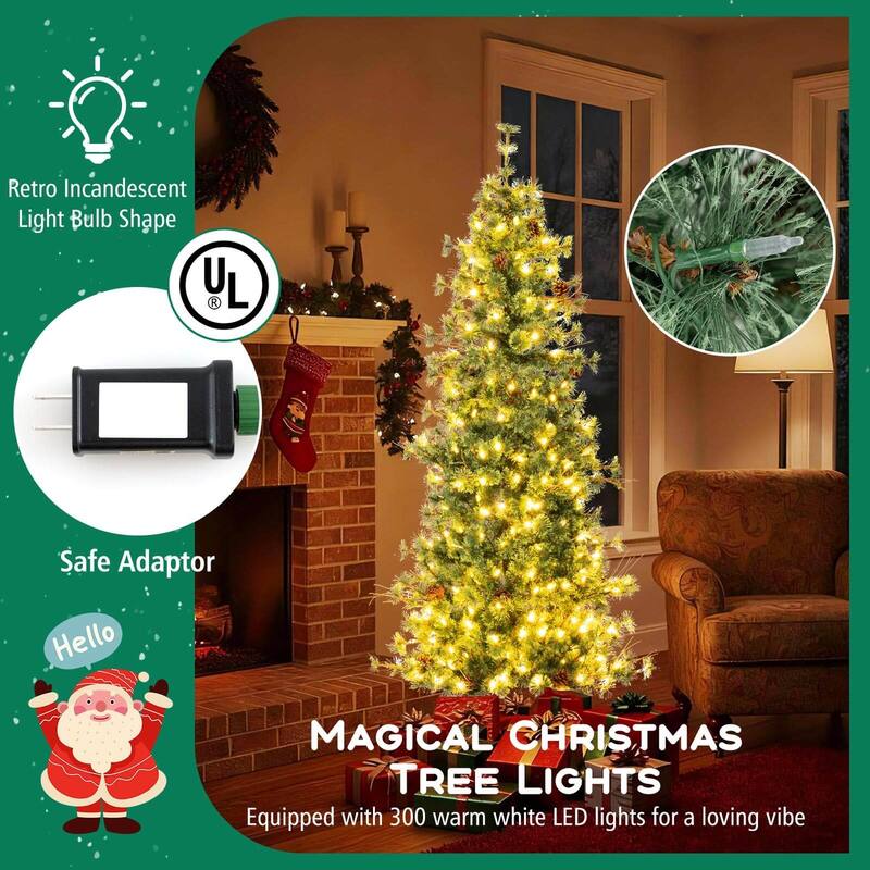 Costway 6/7/8 FT Artificial Christmas Tree with 370/502/702 Branch & - See Details - Green