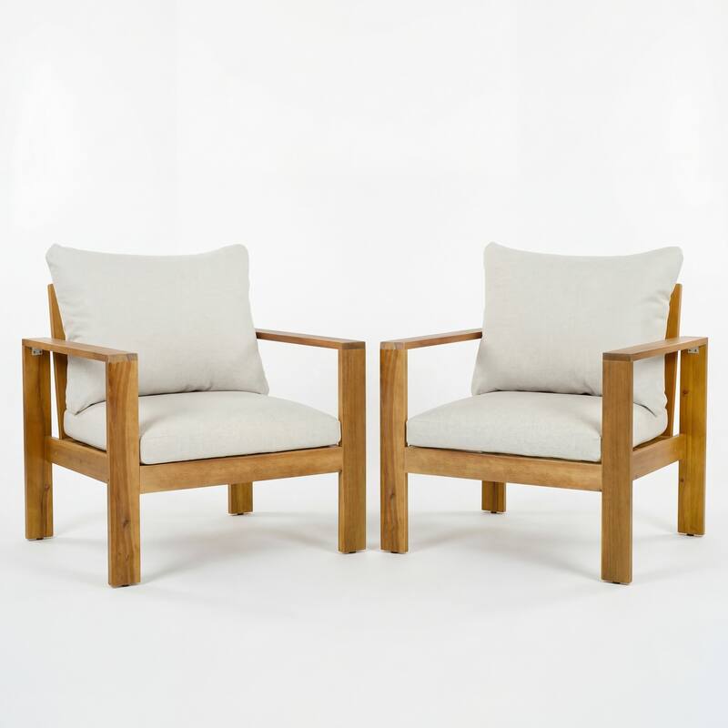 Christopher Knight Home - Mason Outdoor Patio Chair Set with Cushions and Acacia Wood Frame